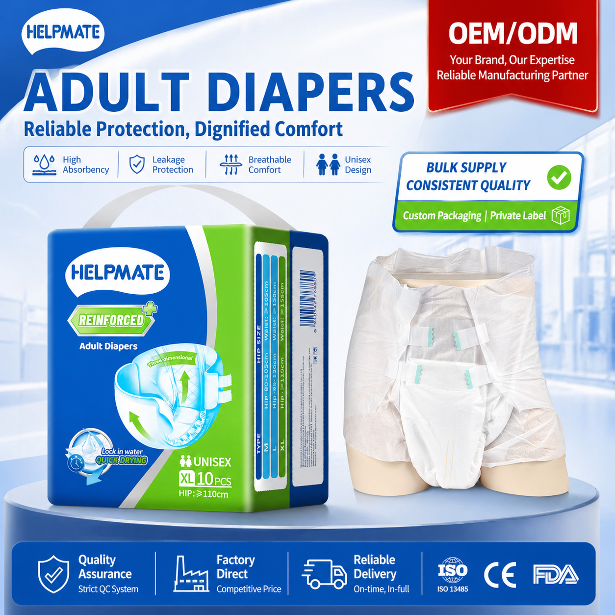 Des couches adultes gériatriques de qualité supérieure de qualité supérieure pour l'incontinence